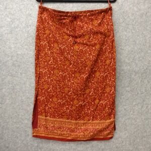 Y2K Fairy Grunge Midi Skirt Womens Junior 7 Rust Red Boho Festival Paisley Slit